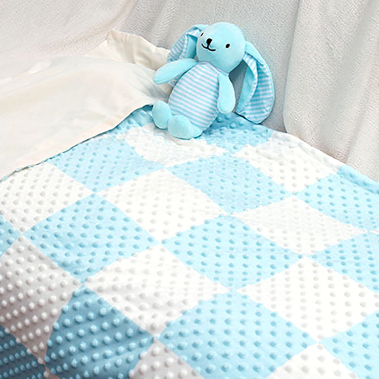Baby Minky Dot Blanket with Plush Toy Blue - iKids