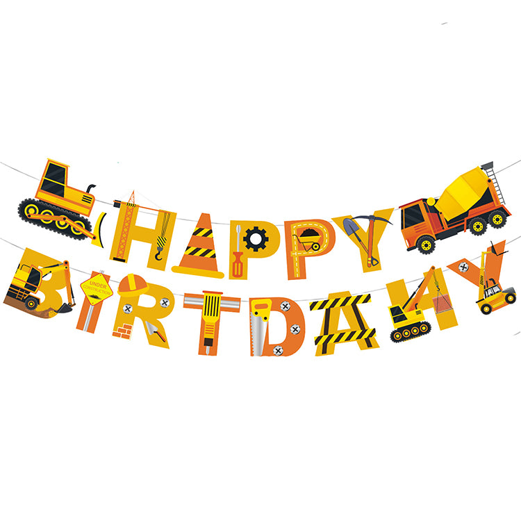 Construction Letter Happy Birthday Banner - iKids