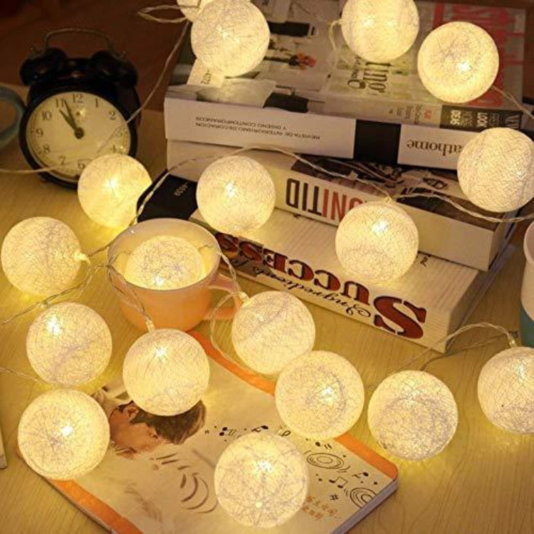 String Lights 20 Cotton Balls - White - iKids 