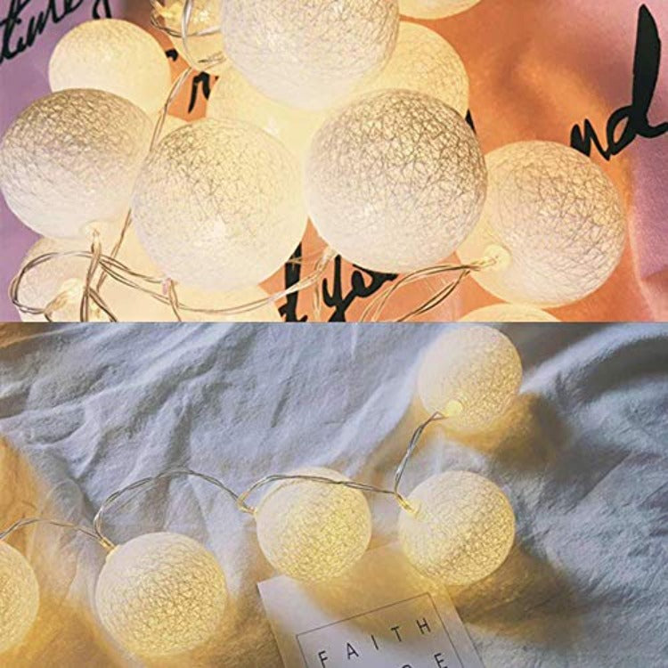 String Lights 20 Cotton Balls - White - iKids 