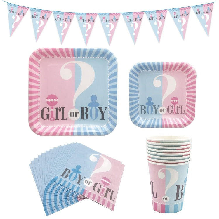 Party Tableware | Baby Gender Reveal | 16 Guests Lite - iKids