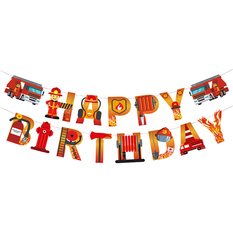 Fire Engine Letter Happy Birthday Banner - iKids