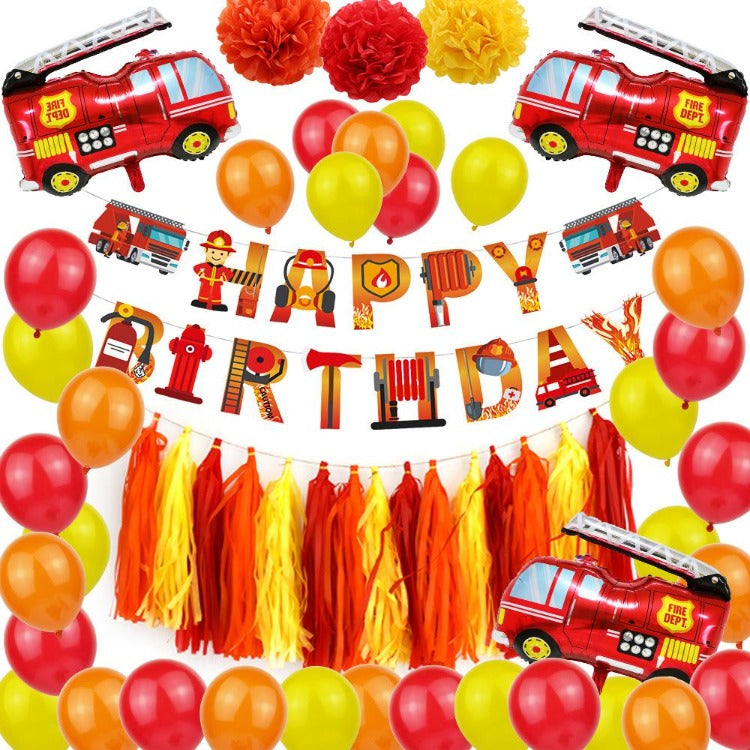 Fire Truck Birthday Party Decorations Balloons - iKids