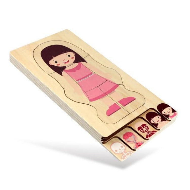 Wooden Girl Human Body Layer Puzzle - iKids