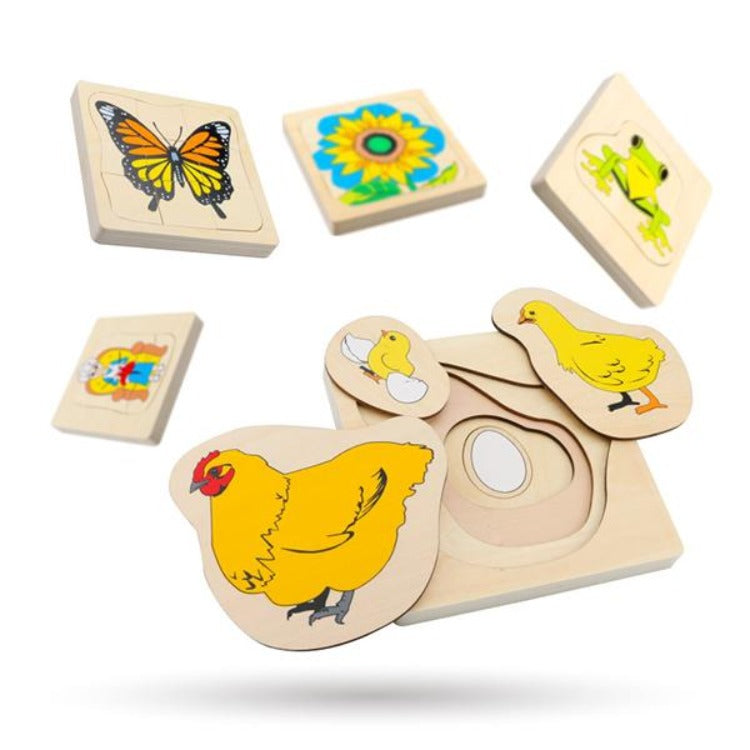 Wooden Sunflower Growth Layered Puzzle - iKids