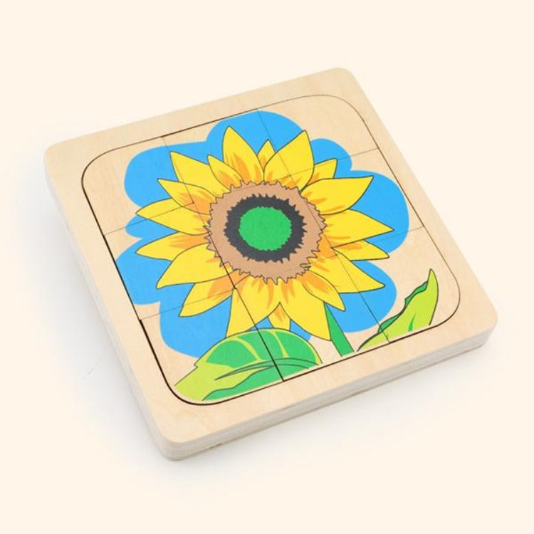 Wooden Sunflower Growth Layered Puzzle - iKids