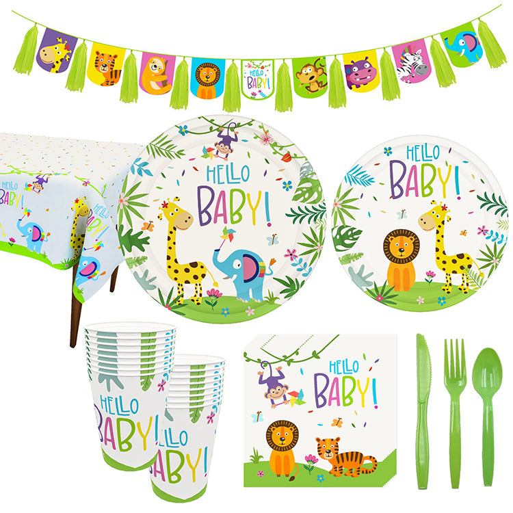 Baby Shower Party Tableware | Hello Baby | 16 Guests - iKids