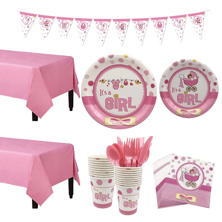 Baby Shower Tableware | It's a Girl | 16 Guests - iKids