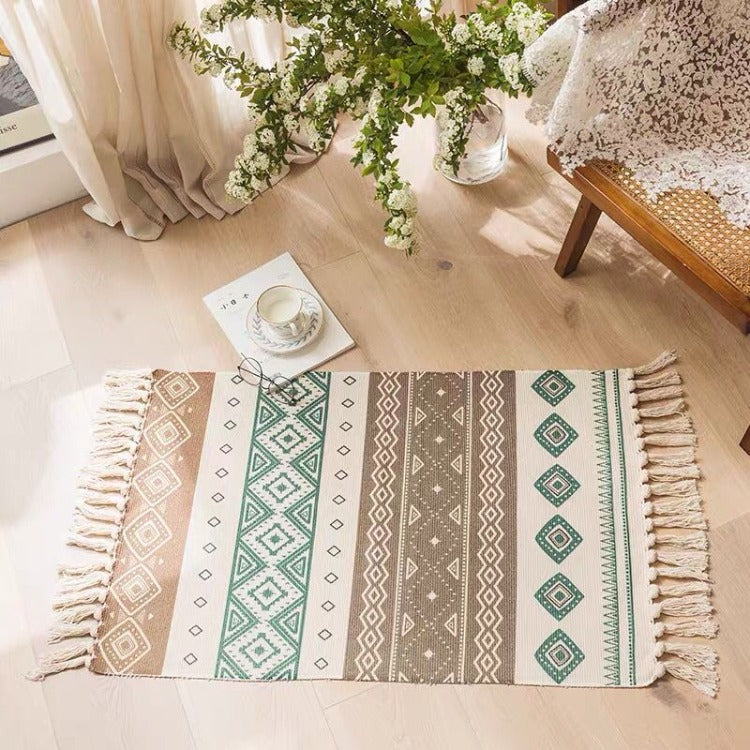 Bohemian Tassel Rectangle Rug | Jungle - iKids