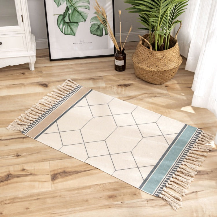 Bohemian Tassel Rectangle Rug | Line - iKids