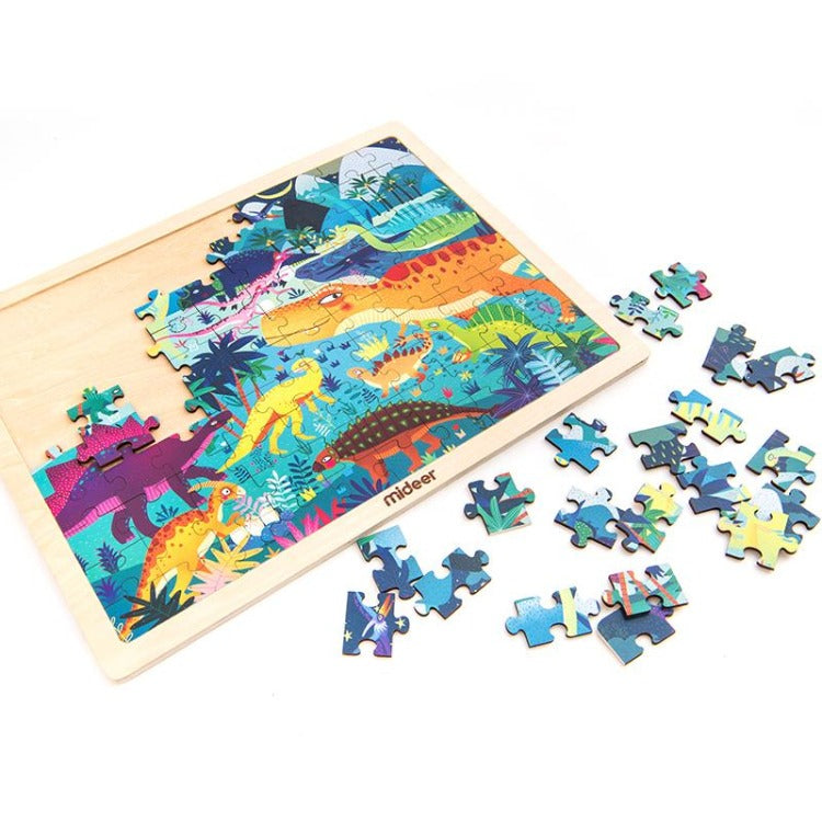 Puzzle in Wooden Frame Dinosaurs World - iKids