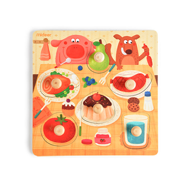 Mideer Wooden Peg Puzzle | Dinner Time - iKids