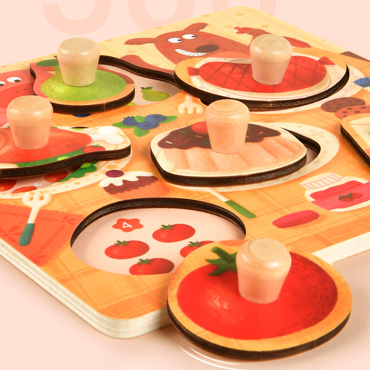 Mideer Wooden Peg Puzzle | Dinner Time - iKids