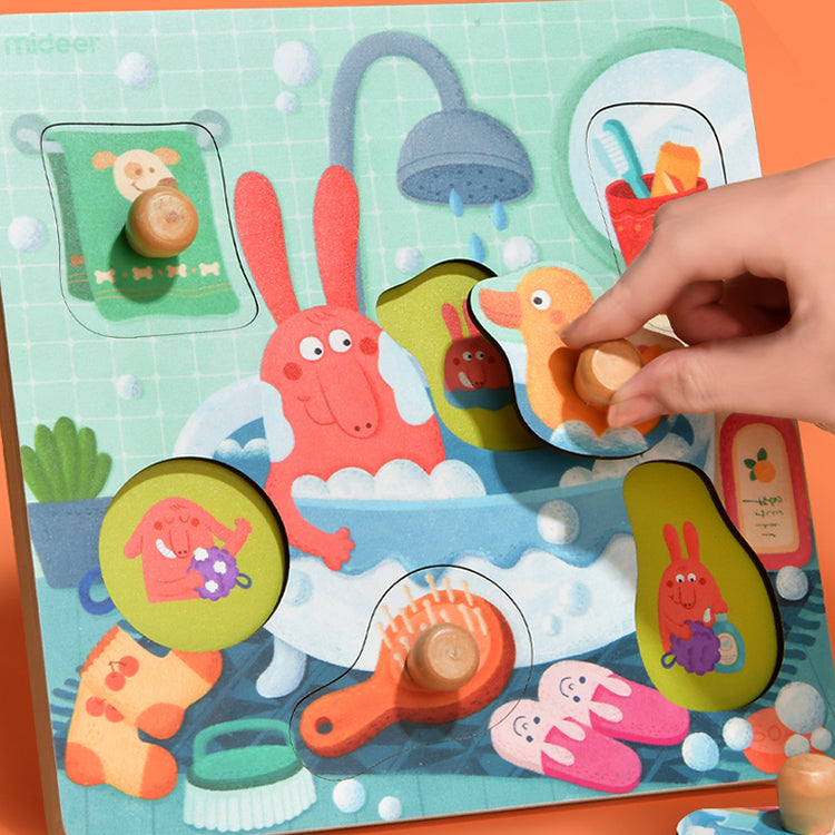 Mideer Wooden Peg Puzzle | Bath Time - iKids