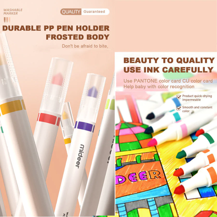 Mideer Washable Markers Small Tip 12 Colours MD4162 - iKids