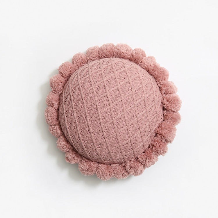 Sunflower Round Knitted Cushion | Pink - iKids