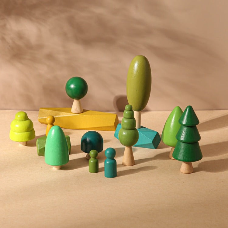 Wooden Forest Tree Building Blocks - iKids