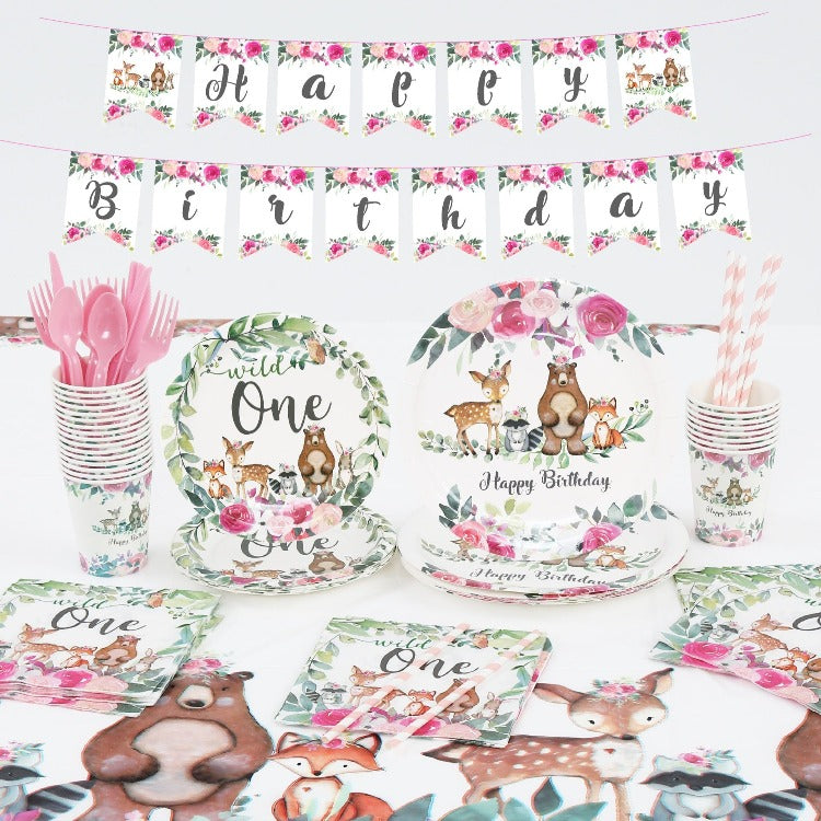Birthday Party Tableware | Wild One | 16 Guests - iKids