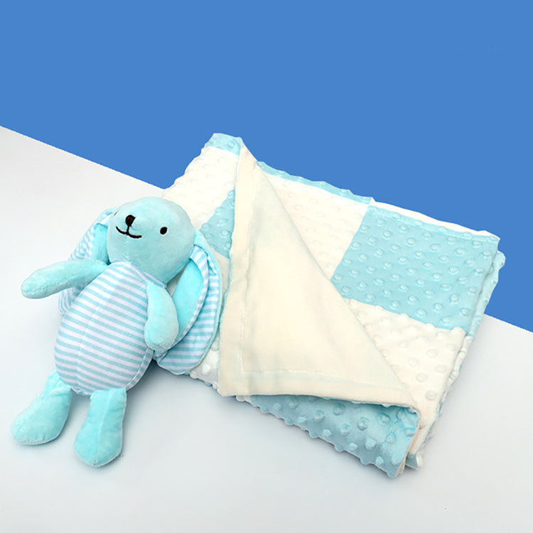 Baby Minky Dot Blanket with Plush Toy Blue - iKids