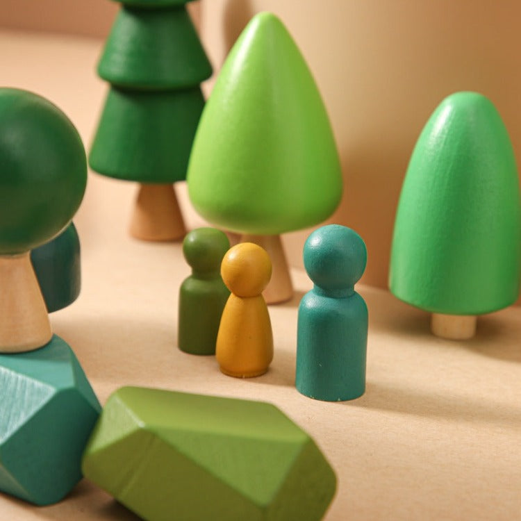 Wooden Forest Tree Building Blocks - iKids