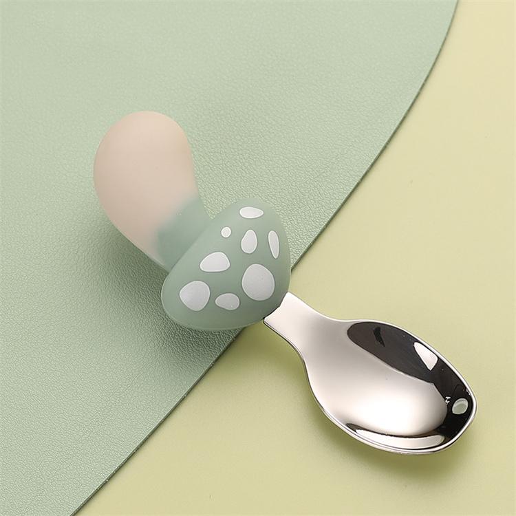 Mushroom Silicone 4 Pcs Tableware Set | Green - iKids