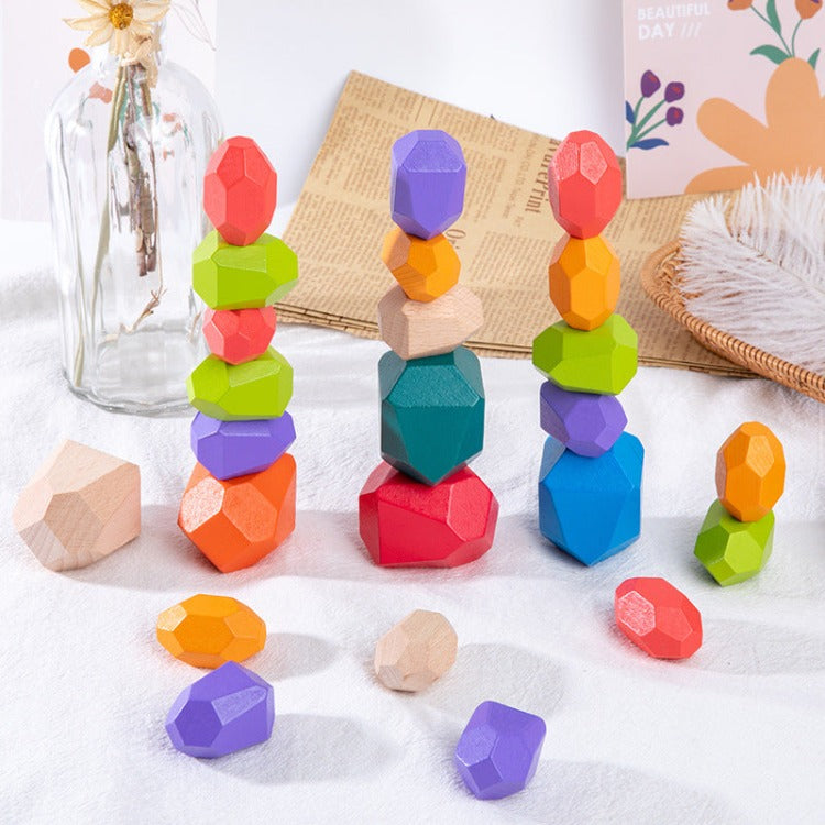 Wooden Building Gems | 24 Rainbow