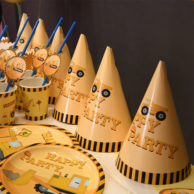 Premium Birthday Party Tableware | Construction | 6 Guests - iKids