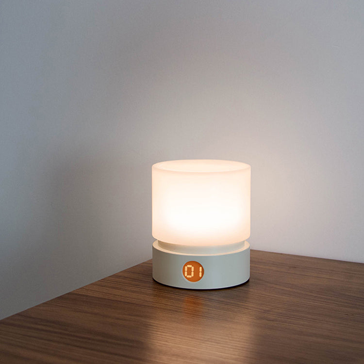 White Cylinder Rechargeable Timing Night Light - iKids