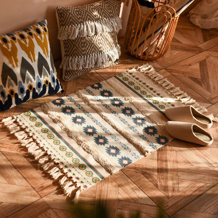 Moroccan Tassel Rectangle Rug | Valencia - iKids