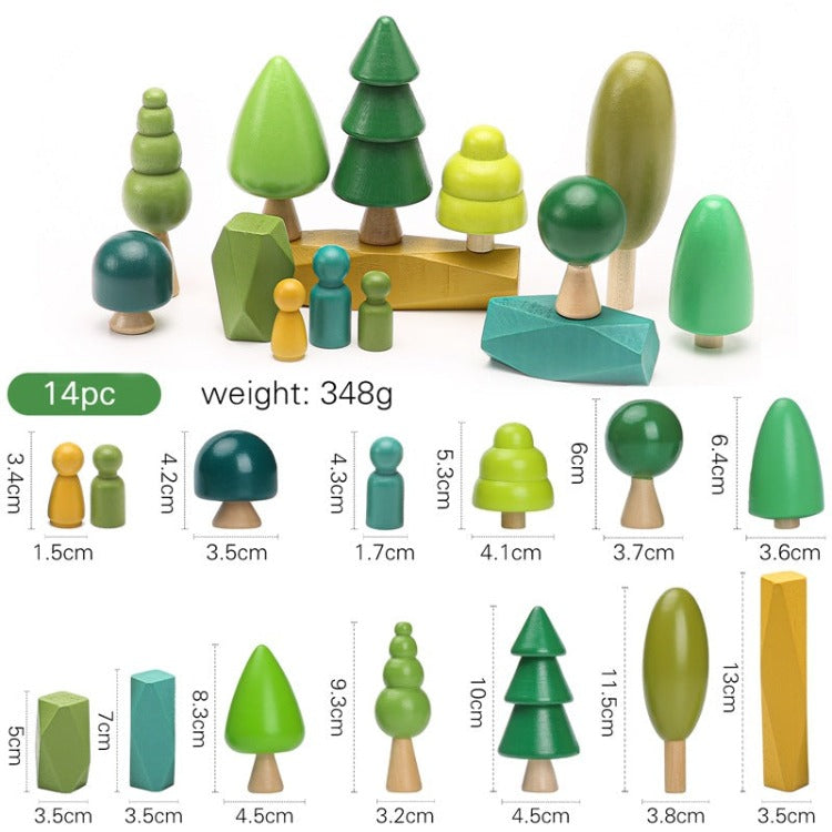 Wooden Forest Tree Building Blocks - iKids