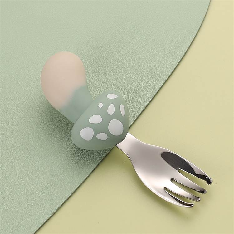 Mushroom Silicone 4 Pcs Tableware Set | Green - iKids