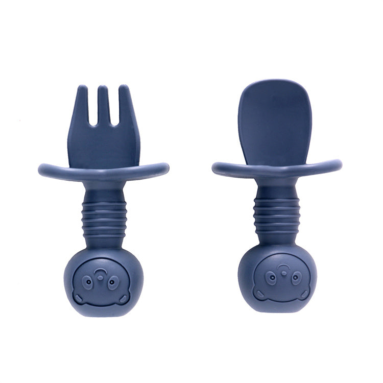 Silicone Baby Mini Fork and Spoon Set | Arctic Blue - iKids