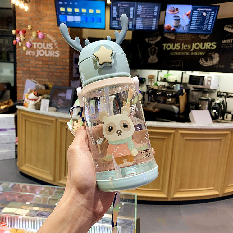 Deer Straw Bottle Blue - iKids