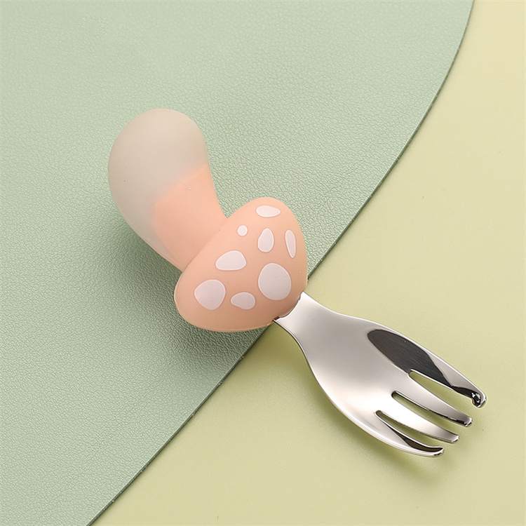 Mushroom Silicone 4 Pcs Tableware Set | Pink - iKids