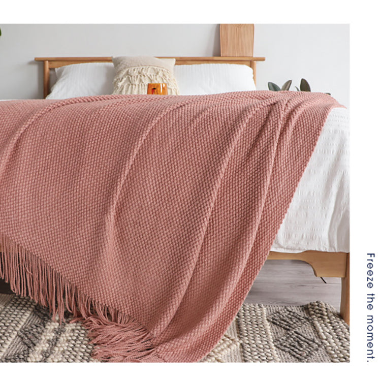 Knitted Throw Blanket with Tassels | Dusty Pink - iKids