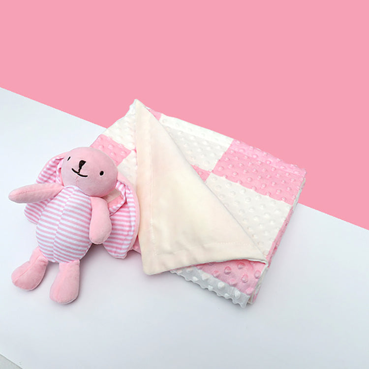 Baby Minky Dot Blanket with Plush Toy Pink - iKids