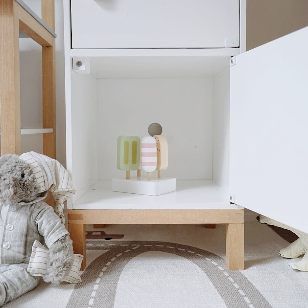 Nunukids Kids Wooden Pretend Play Kitchen Refrigerator - iKids