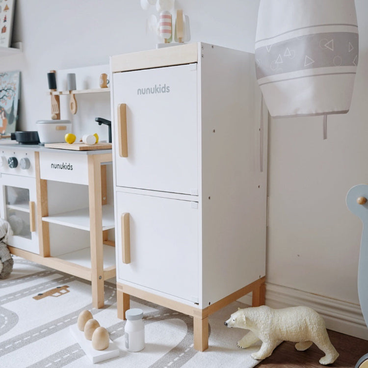 Nunukids Wooden Pretend Play Kitchen Refrigerator - iKids