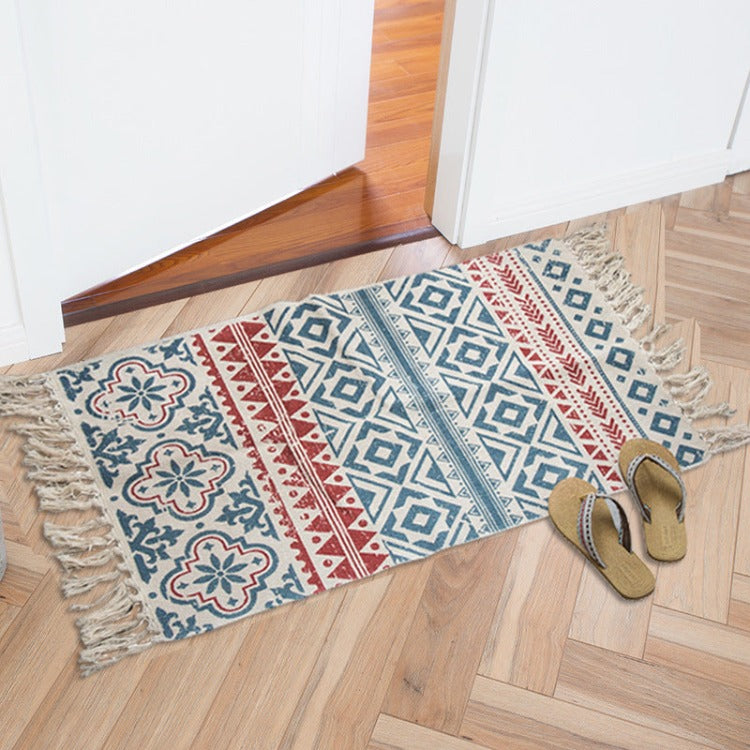 Bohemian Tassel Rug | Rectangle Retro Dark - iKids