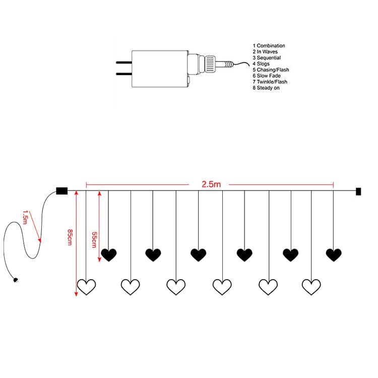 Curtain String Lights | Heart 2.5m - iKids