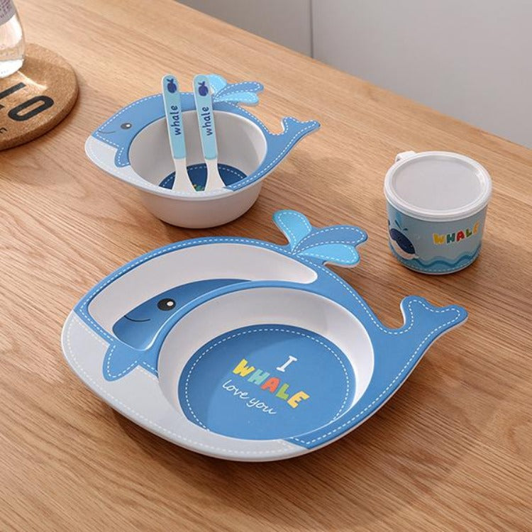 Bamboo 5 Piece Dinner Set Whale - iKids