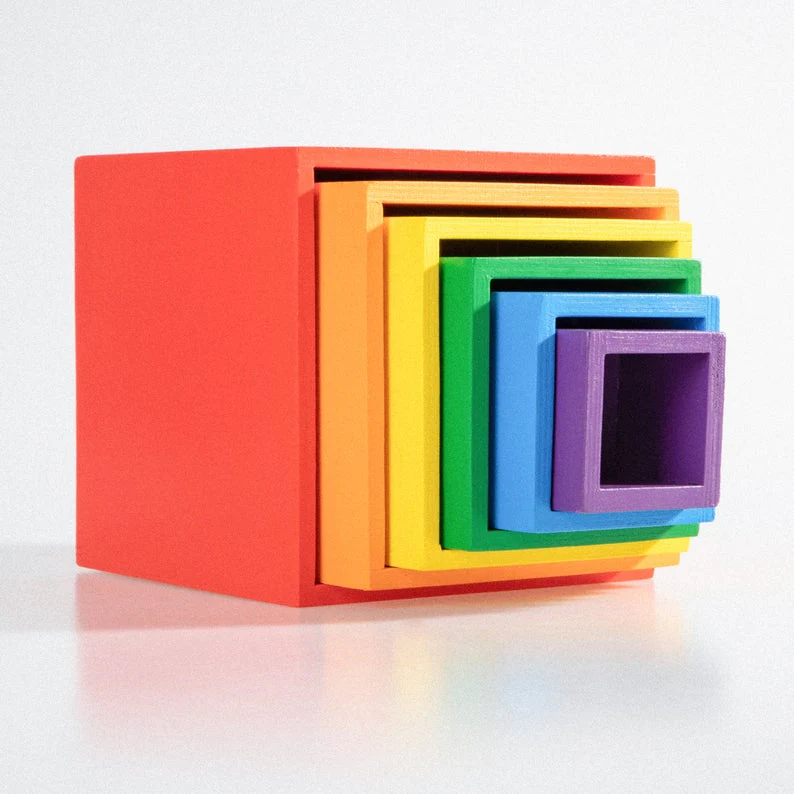 Wooden Rainbow Block | Nesting Box Set - iKids