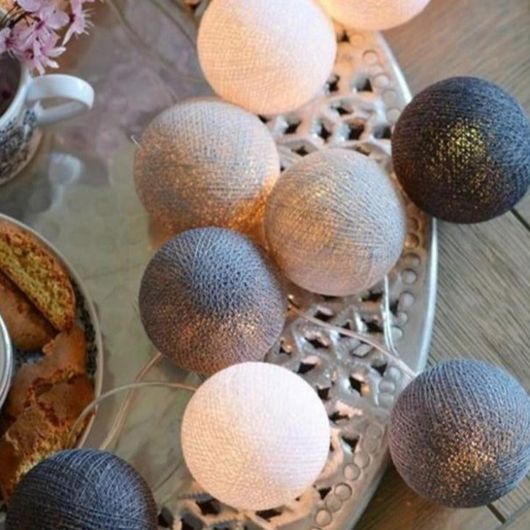 String Lights 10 Cotton Balls - Grey - iKids