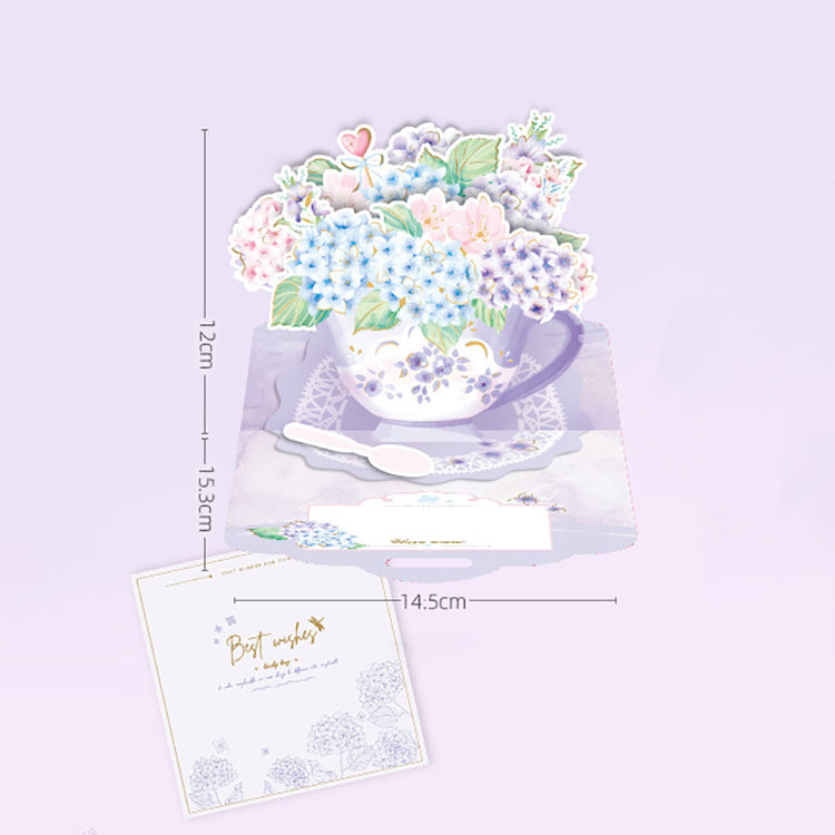 Hydrangeas in Basket Pop Up Card