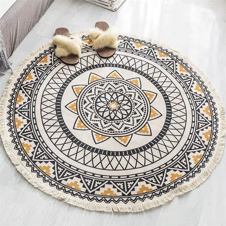 Bohemian Tassel Round Rug | Sunshine - iKids