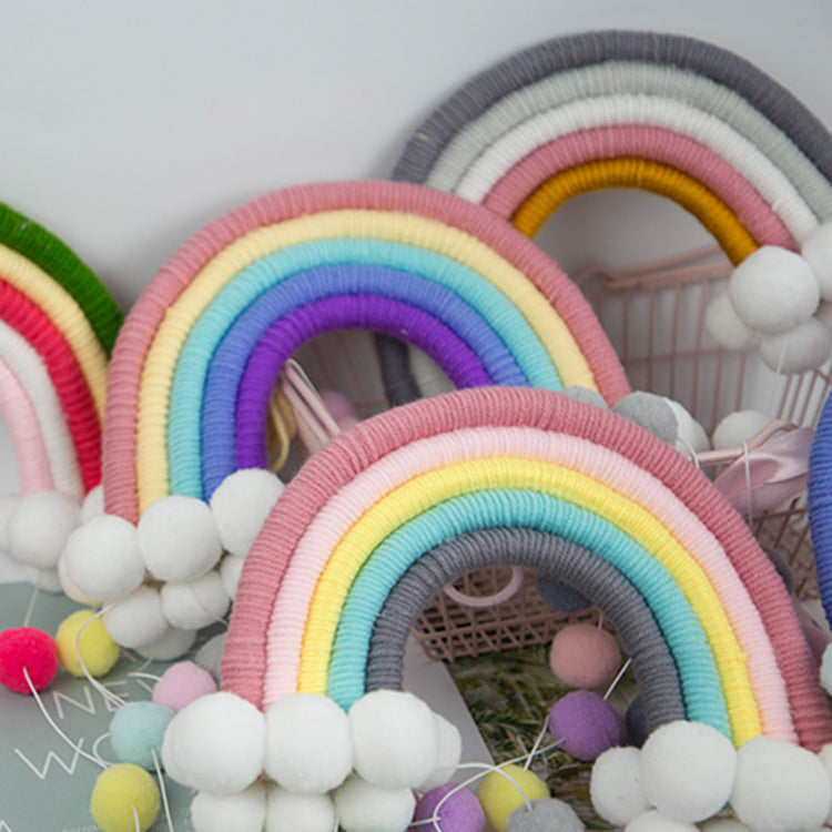 Rainbow Pom Pom Tassel Mobile Grey - iKids