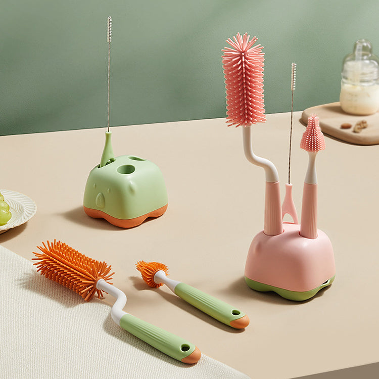 Silicone Bottle Brush with Stand | Pink - iKids