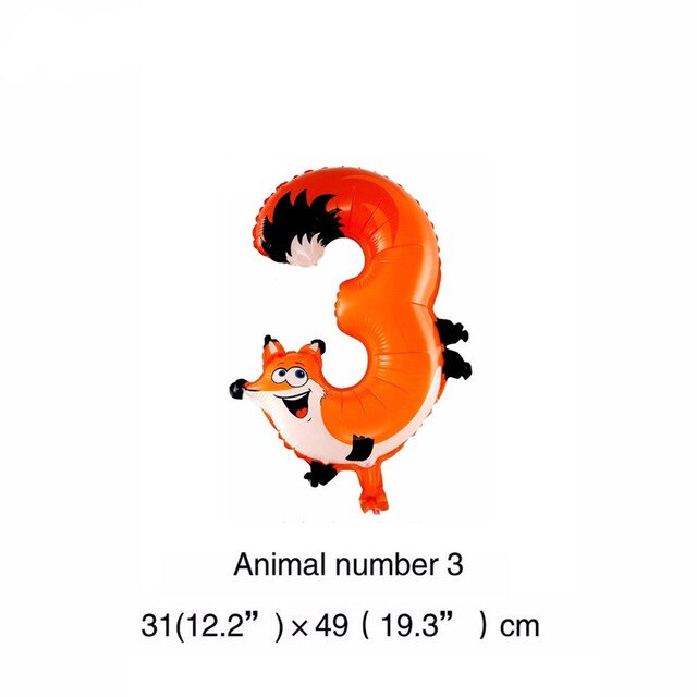 Animal Birthday Balloon | Number 3