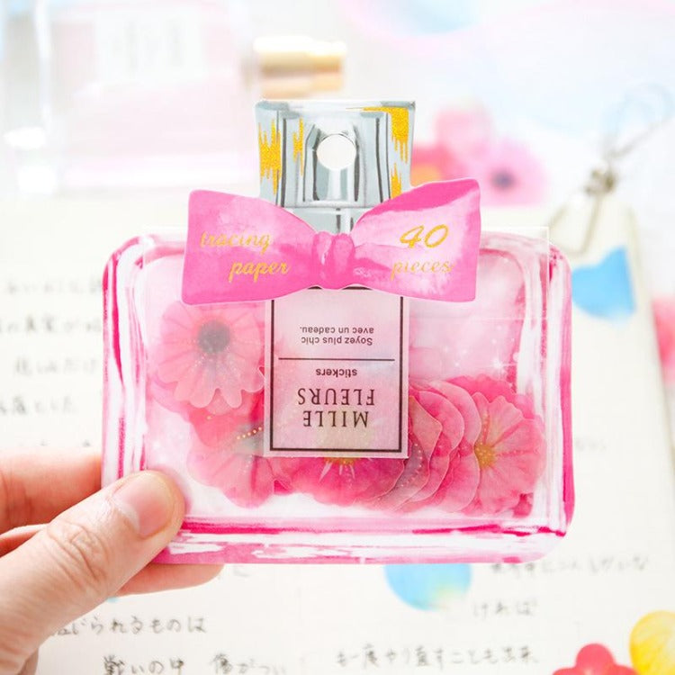 Perfume Bottle Flower Stickers Pink - iKids