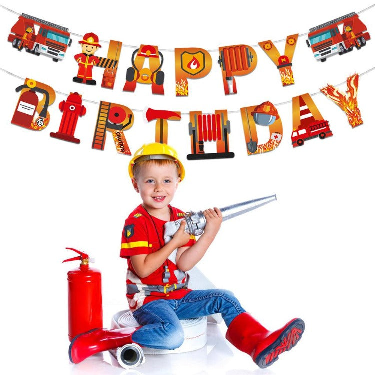 Fire Engine Letter Happy Birthday Banner - iKids